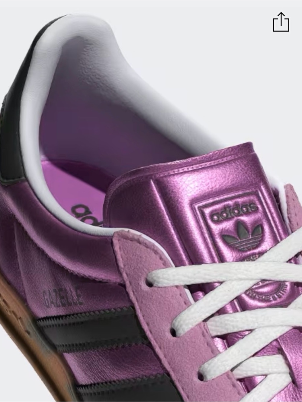 adidas women’s Metallic Purple Gazelle Sneakers with Black Stripes size 9